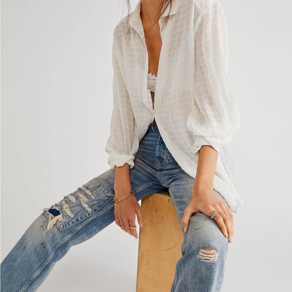 Free People Love Life Sheer Buttondown